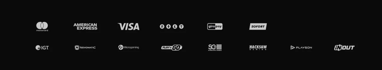 Méthodes de paiement Mad Casino (Mastercard, Amex, Visa, BTC, ETH, LTC, USDT, Giropay, Sofort) et fournisseurs de jeux (IGT, Novomatic, Microgaming, Play'n GO, Scientific Games, Hacksaw, Playson, INOUT)